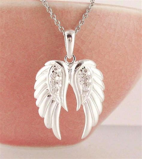 Pair Of Angel Wings Necklace Luminous Sterling Silver Free Shipping