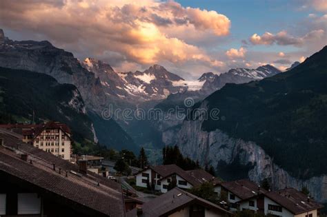 Lauterbrunnen Sunset Stock Image Image Of Colorful Place 62086343