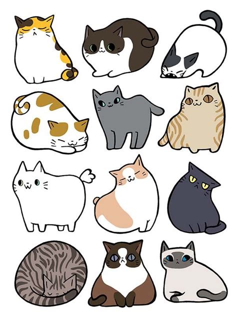 Cats Cats Cats Sticker Set From Nina Draws 고양이 디자인 고양이 그림 귀여운 고양이 그림