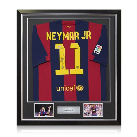 Neymar Jr Signed Framed Barcelona 2014 15 Football Shirt Autographed