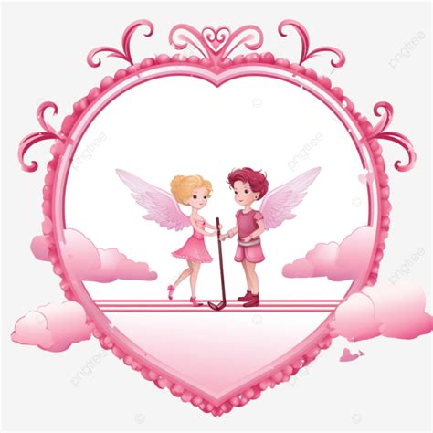 Valentine Theme With Cupid In Pink Sky Heart Cartoon Cupid Pink