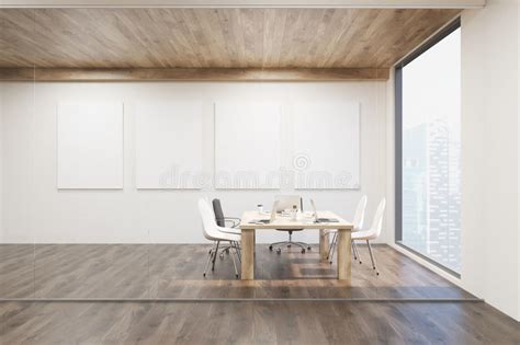 Download 3D Modern Meeting Room With Blank Laptop Screen. Mockup ...