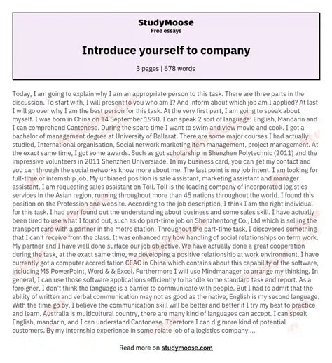 Introduce Yourself Essay Examples Sitedoct Org