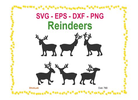 Reindeers Svg Files Eps Dxf Png Etsy
