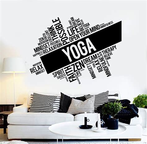 Vinyl Wall Decal Yoga Words Set Zen Healthy Lifestyle Stickers Ig4376