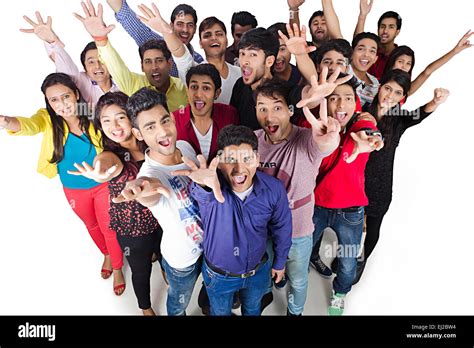 Indian College Friends Group Crowds Reaching Stock Photo Alamy