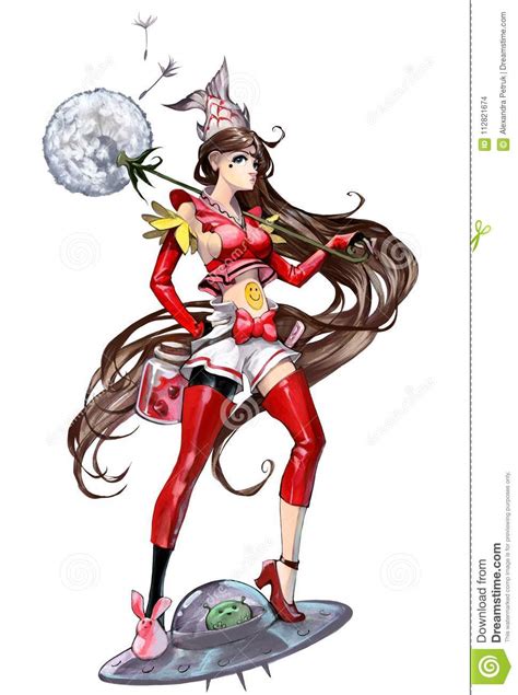 Cute Anime Cartoon Female Character With Long Dark Hair