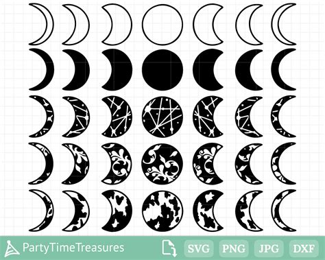 Moon Phases Svg Lunar Phases Svg Crescent Moon Svg Etsy Canada