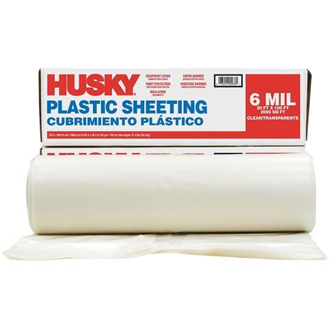 Husky Ft X Ft Clear Mil Plastic Sheeting Cf C The Home