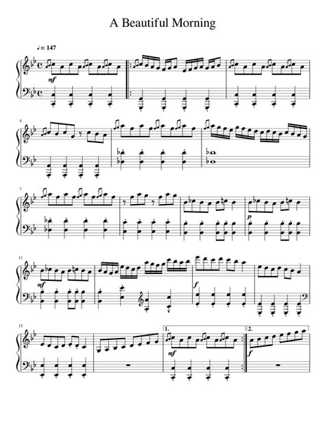 A Beautiful Morning Sheet Music For Piano Solo