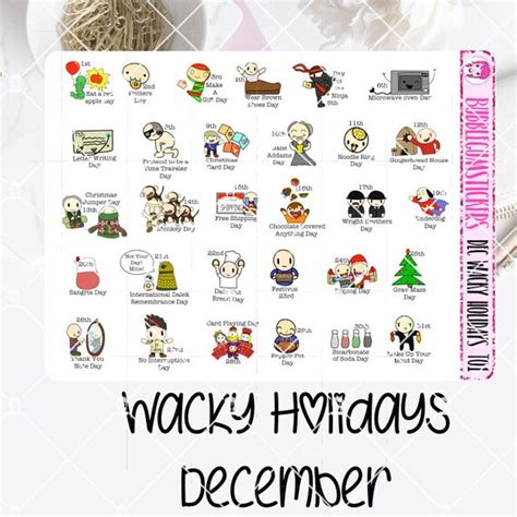 December Wacky Holidays Matte Planner Stickers Unicorn T01