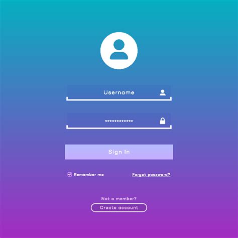 Login Form Page Template On Gradient Background 7656151 Vector Art At