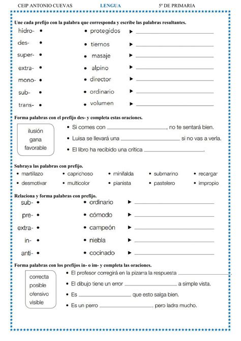Ficha De Los Prefijos Para Quinto Types Of Sentences Prefixes