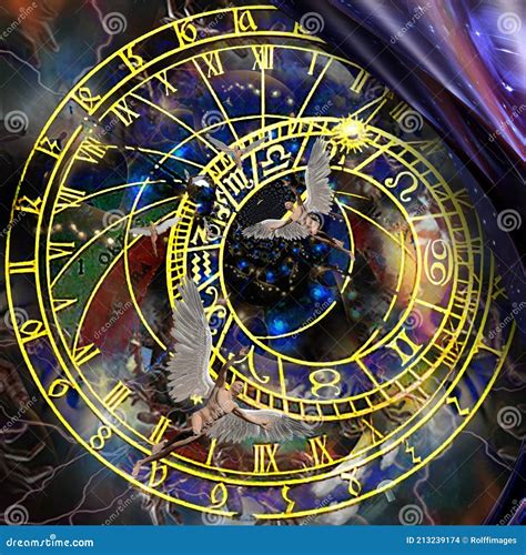Angels And Astronomical Clock Stock Illustration Illustration Of