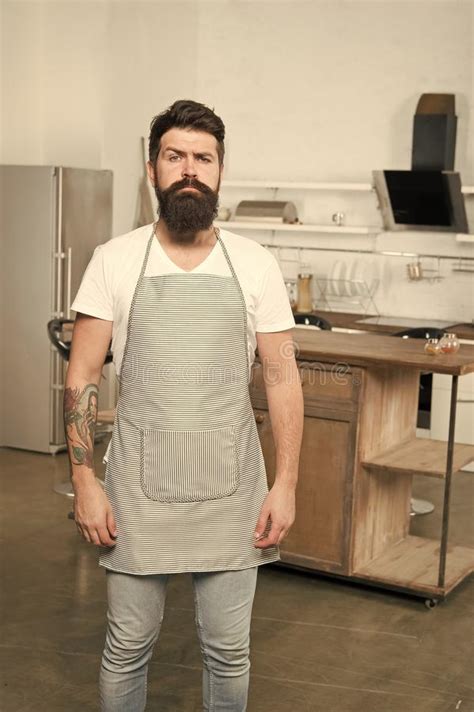 Culinary Business Brutal Confident Chef In Restaurant Hipster Bearded Masculine Chef Cooking