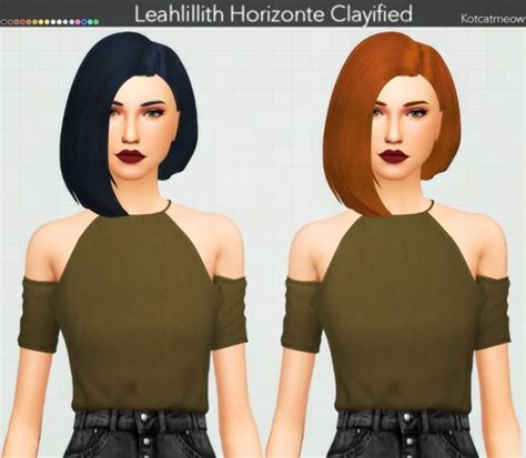 Kot Cat Leahlillith`s Horizonte Hair Clayified Sims 4 Hairs
