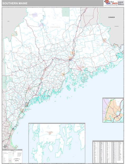 Maine Southern Wall Map Premium Style By Marketmaps