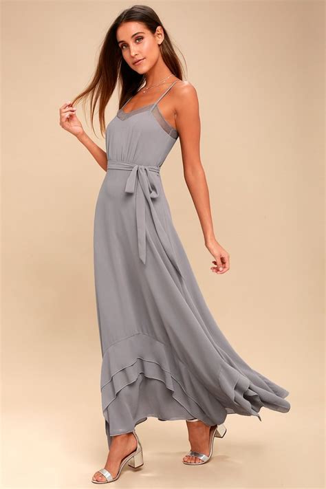 Elegant Grey Maxi Dress Ruffled Grey Maxi Dress Lulus
