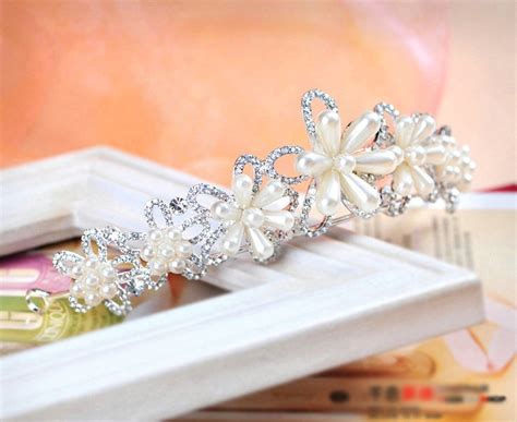 buy wholesale elegant bride pearl flower rhinestone crystal bridal hair crowns tiaras wedding