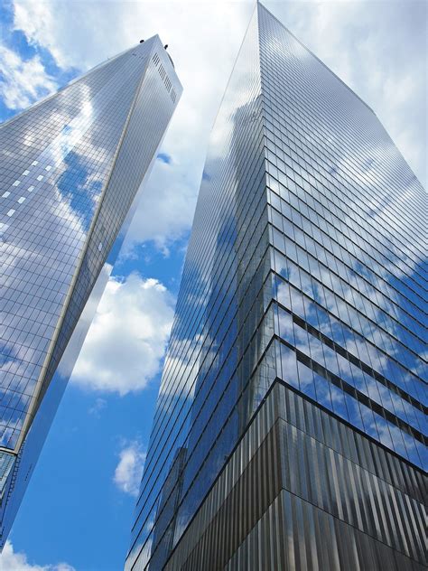 무료 이미지 건축물 건물 시티 마천루 뉴욕 도시 풍경 도심 선 반사 경계표 정면 푸른 탑 블록 미국