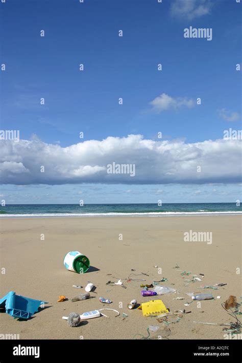 Rubbish Washed Up On A Beach Stock Photo Alamy