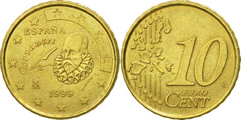 Spain 10 Euro Cent 1999 Brass Km1043 European Coins