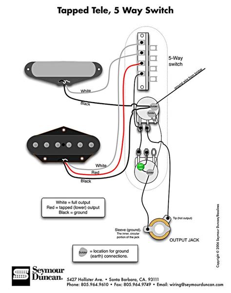Tele Wiring Diagram Tapped With A 5 Way Switch Telecaster Guitar