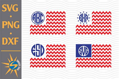 Chevron Us Flag Monogram Svg Png Dxf Digital Files Include By