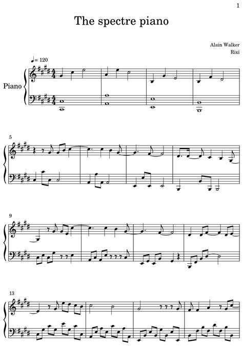 The Spectre Piano Sheet Music For Piano