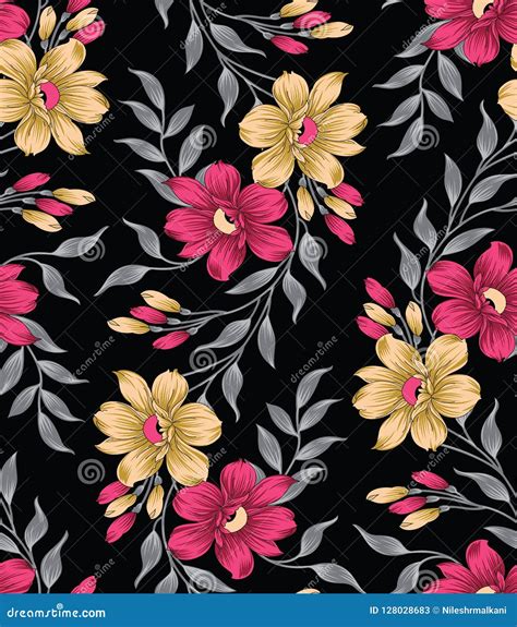 Seamless Textile Flower Pattern Stock Vector Illustration Of