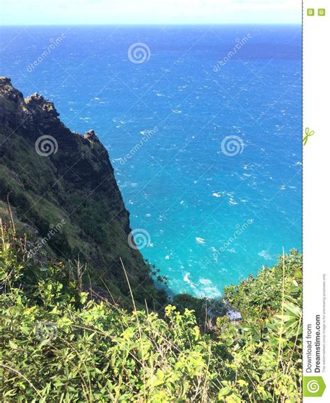 Na Pali Coast Cliffs On Kauai Island Hawaii Kalalau Trail Stock