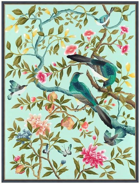 Chinoiserie Print Chinese Painting Vibrant Floral And Bird Wall Art