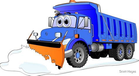 Blue Snow Plow Cartoon Dump Truck By Scott Hayes Redbubble