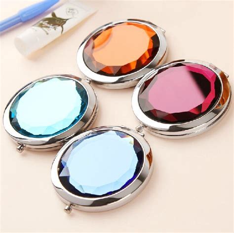 50x Cosmetic Compact Mirror Back Engraved Crystal Magnifying Make Up Mirror T Drop Shipping