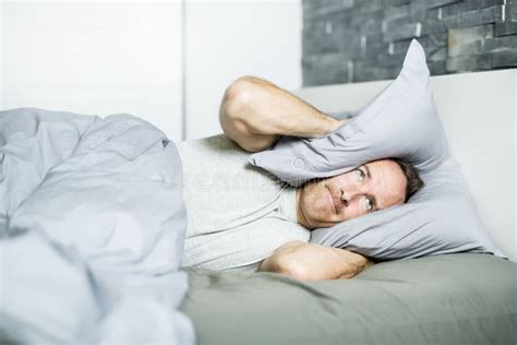 Tired Man In The Bed Stock Image Image Of Concept Bedroom 100368929