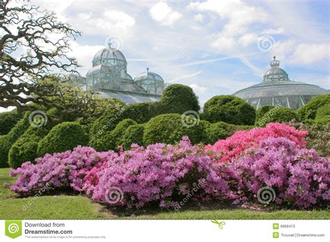 Reserveren is verplicht en de kleinere serres blijven dicht. De Koninklijke Serres In Laeken Stock Afbeelding ...