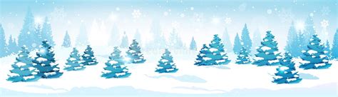 Winter Forest Landscape Snowy Pine Trees Horizontal Banner Stock Vector Illustration Of