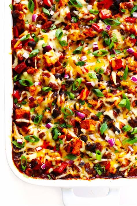 Make the last layer by arranging the last 4 flour tortilla pieces over the enchilada sauce. Chicken Enchilada Casserole