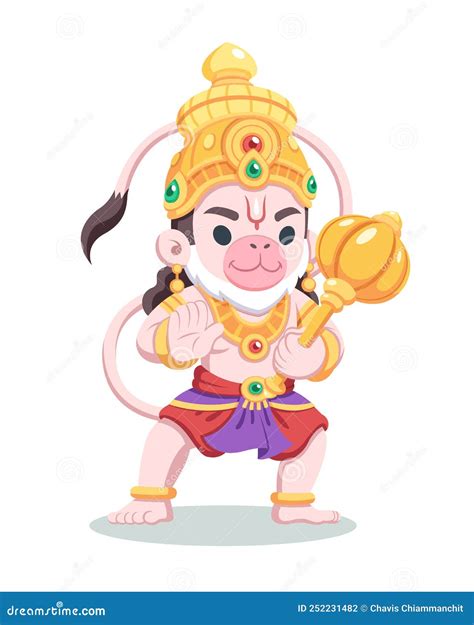 Cute Style Hanuman Cartoon Illustration Stock Vector Illustration Of