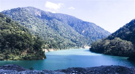Blue Water Lake And Green Mountain Sky Stock Photo Image Of Panorama