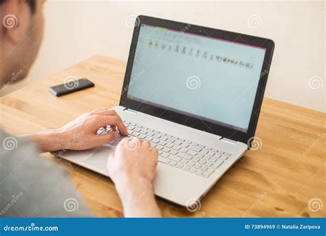 Hands Typing On A Notebook Closeup Workplace Stock Image Image Of