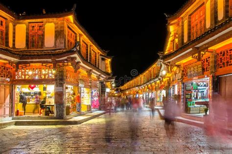 Night Scenic View Of The Old Town Of Lijiang In Yunnan China