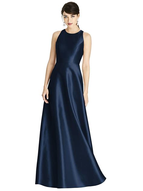 Sleeveless Open Back Satin A Line Dress In 2021 Dresses Alfred Sung