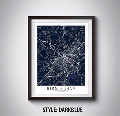Map Of Birmingham Al Birmingham Map Birmingham Poster Etsy