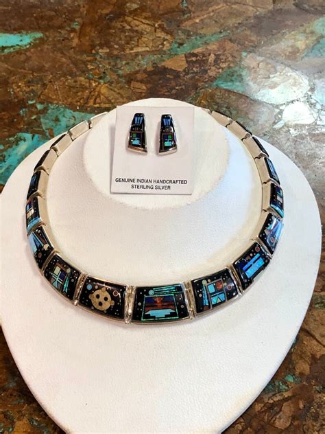 Phenomenal Calvin Begay Starry Nights Theme Inlay Necklace Etsy