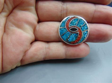 Vintage Navajo Old Pawn Sterling Silver Turquoise And Coral Etsy