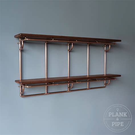 Copper Pipe Shelving Unit 2 Tier Large Plank And Pipe