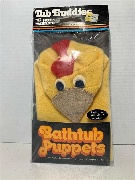 Rare Tub Buddies Puppet Washcloth Wrinkly Rooster Bathtub Puppets 1982