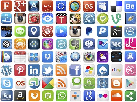 Popular App Icons On White Stock Photo Download Image Now Icon