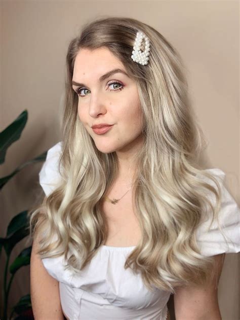 Blonde Luxy Hair Extensions 16 Inch With Pearl Barrette Luxyhair